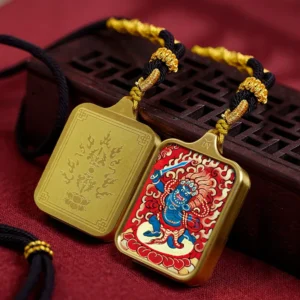 Titanium Steel Tibetan Thangka Talisman Necklace