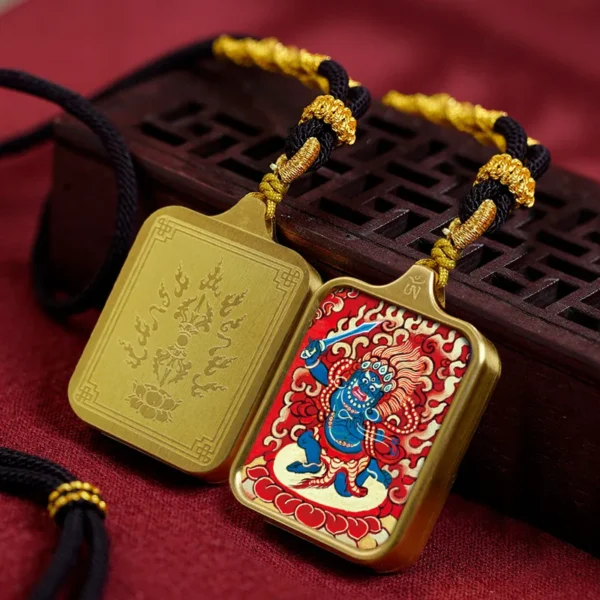 Titanium Steel Tibetan Thangka Talisman Necklace