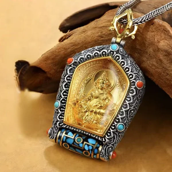Men's Buddhist Rotating Thangka Pendant Necklace