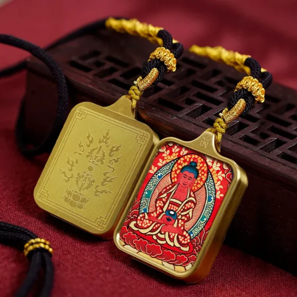Titanium Steel Tibetan Thangka Talisman Necklace