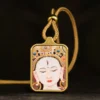 Vintage Tibetan Thangka Prayer Pendant Necklace