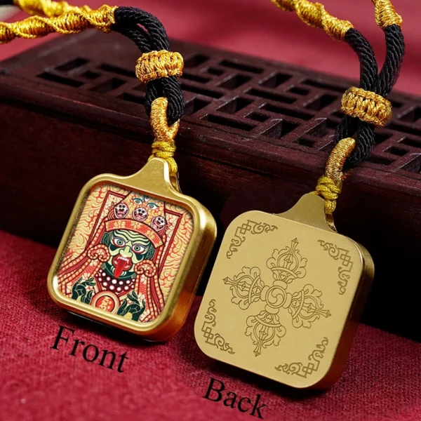 Titanium Steel Tibetan Thangka Talisman Necklace