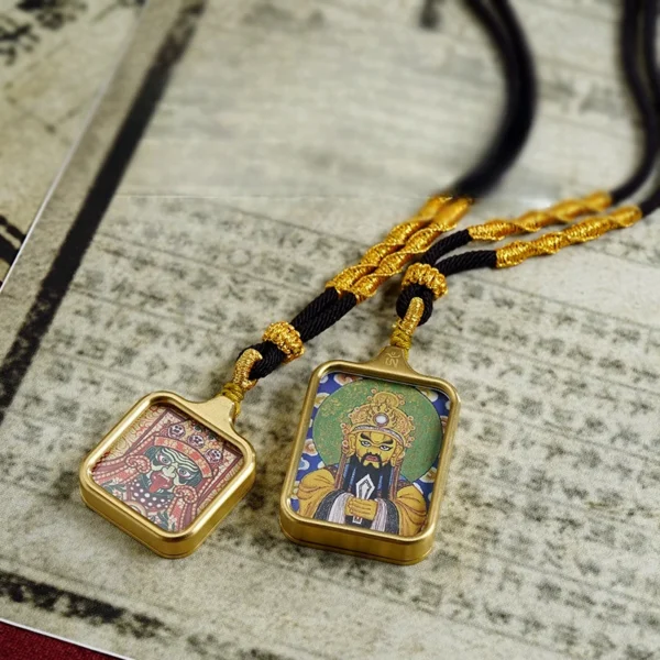 Titanium Steel Tibetan Thangka Talisman Necklace